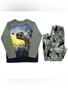 Wonder Nation Dinosaur Graphic Long-Sleeve Pajama Set Boys’ Pajamas Size M